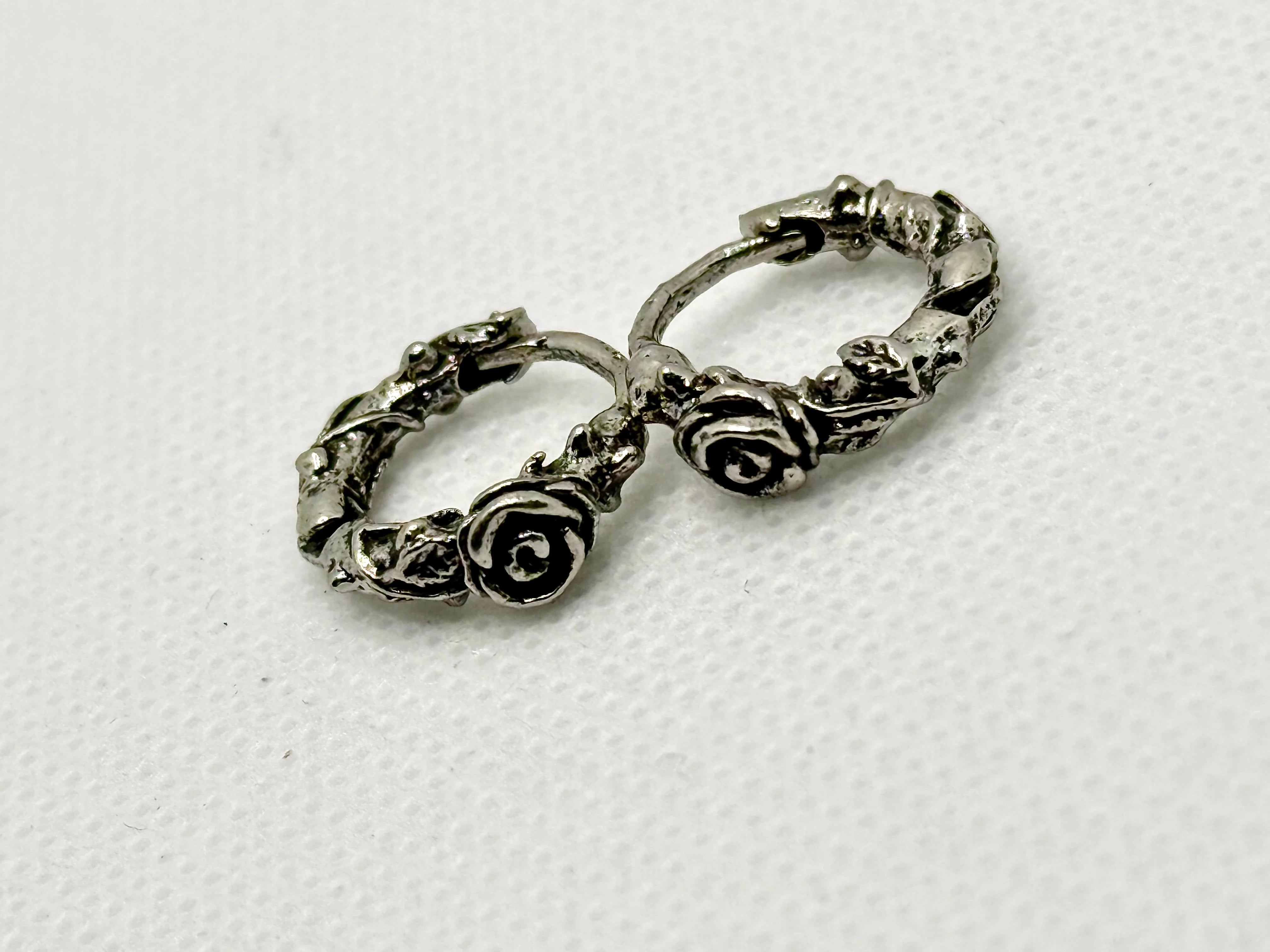 Retro Timbo Rose Hoop Earrings – Trendy 925 Sterling Silver Statement Generic