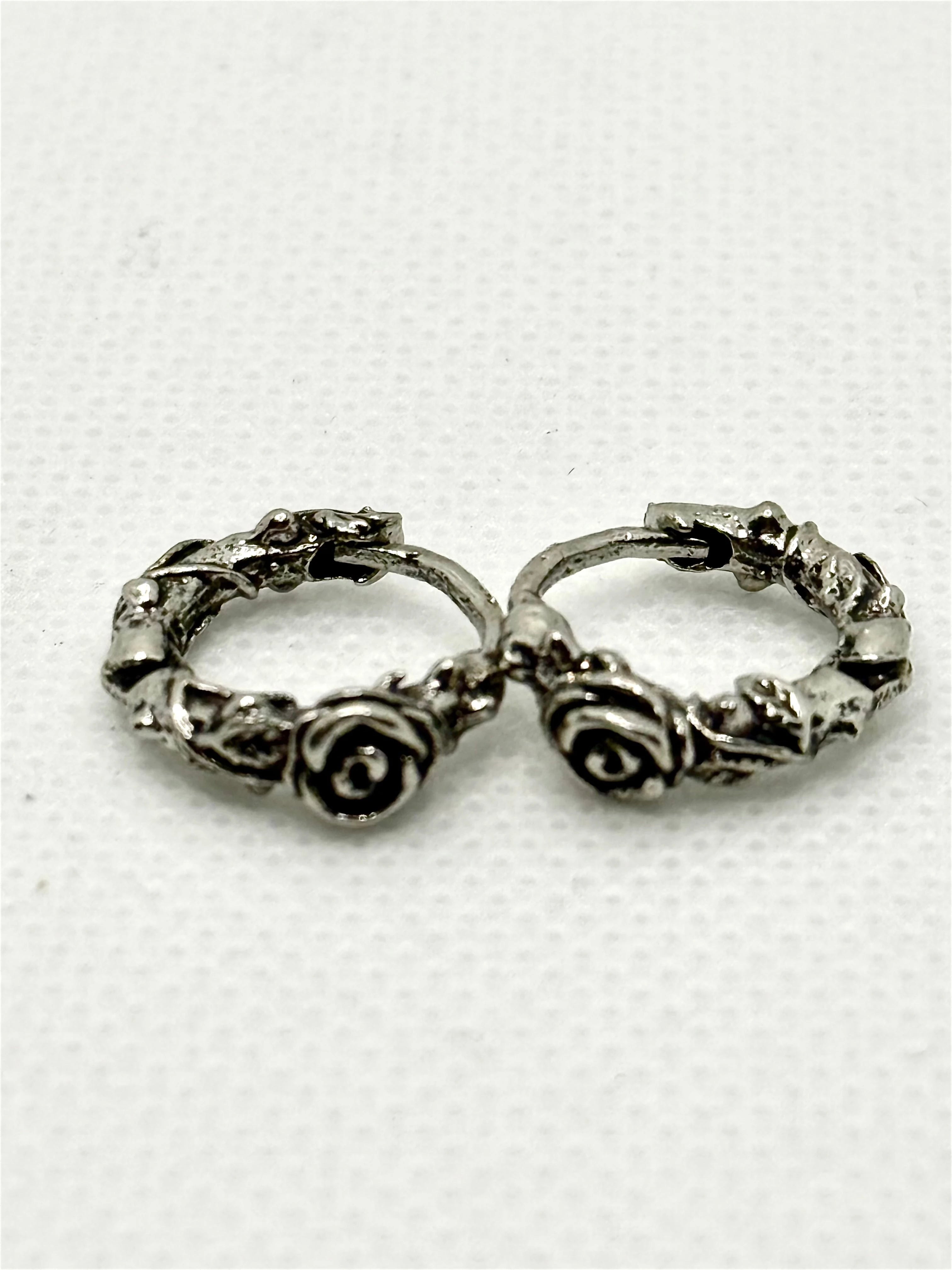 Retro Timbo Rose Hoop Earrings – Trendy 925 Sterling Silver Statement Generic