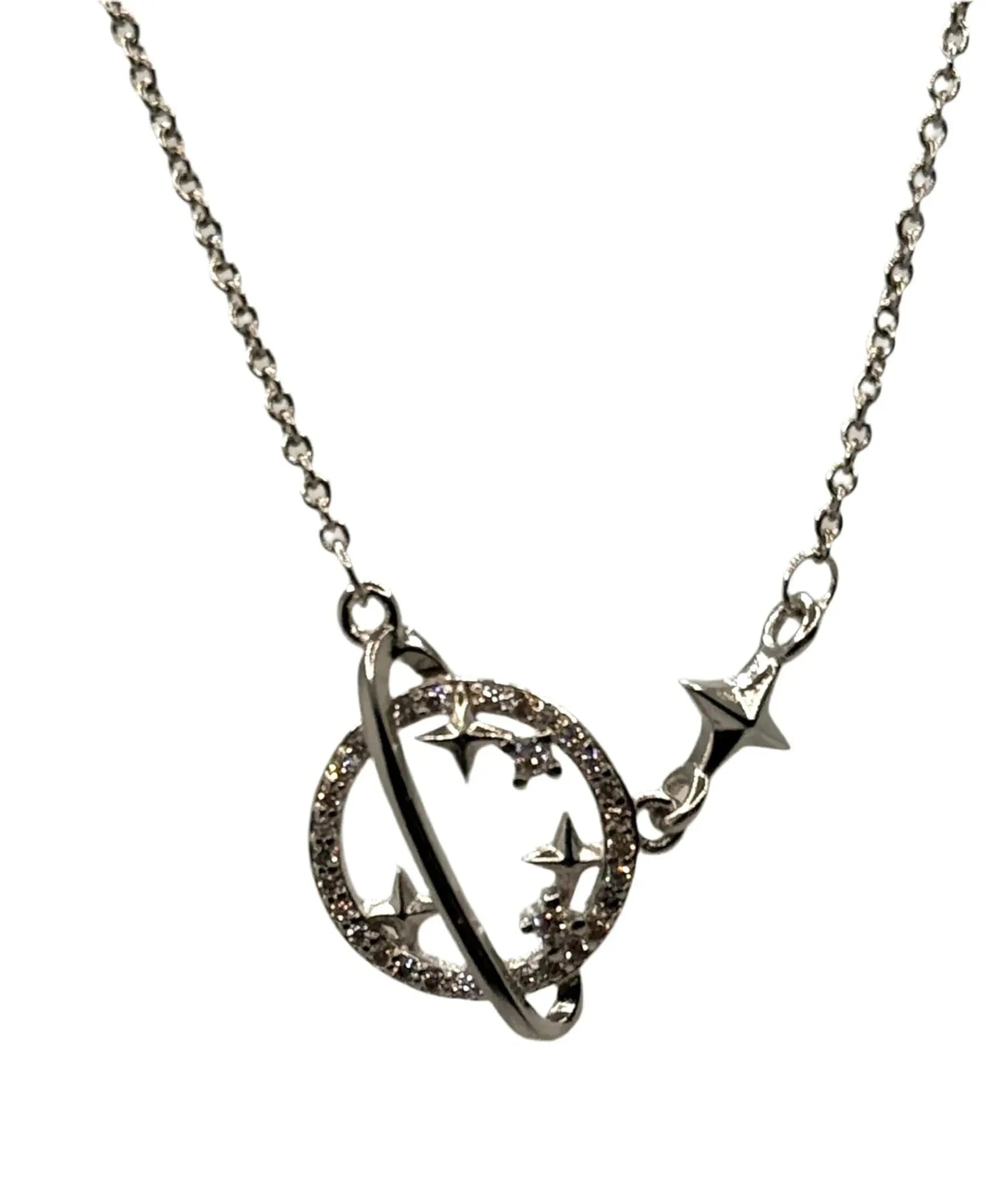 S925 Sterling Silver Necklace Planet Collection Star Zircon Pendant Necklace Trust Media 365 Necklace TRUST 365 Media