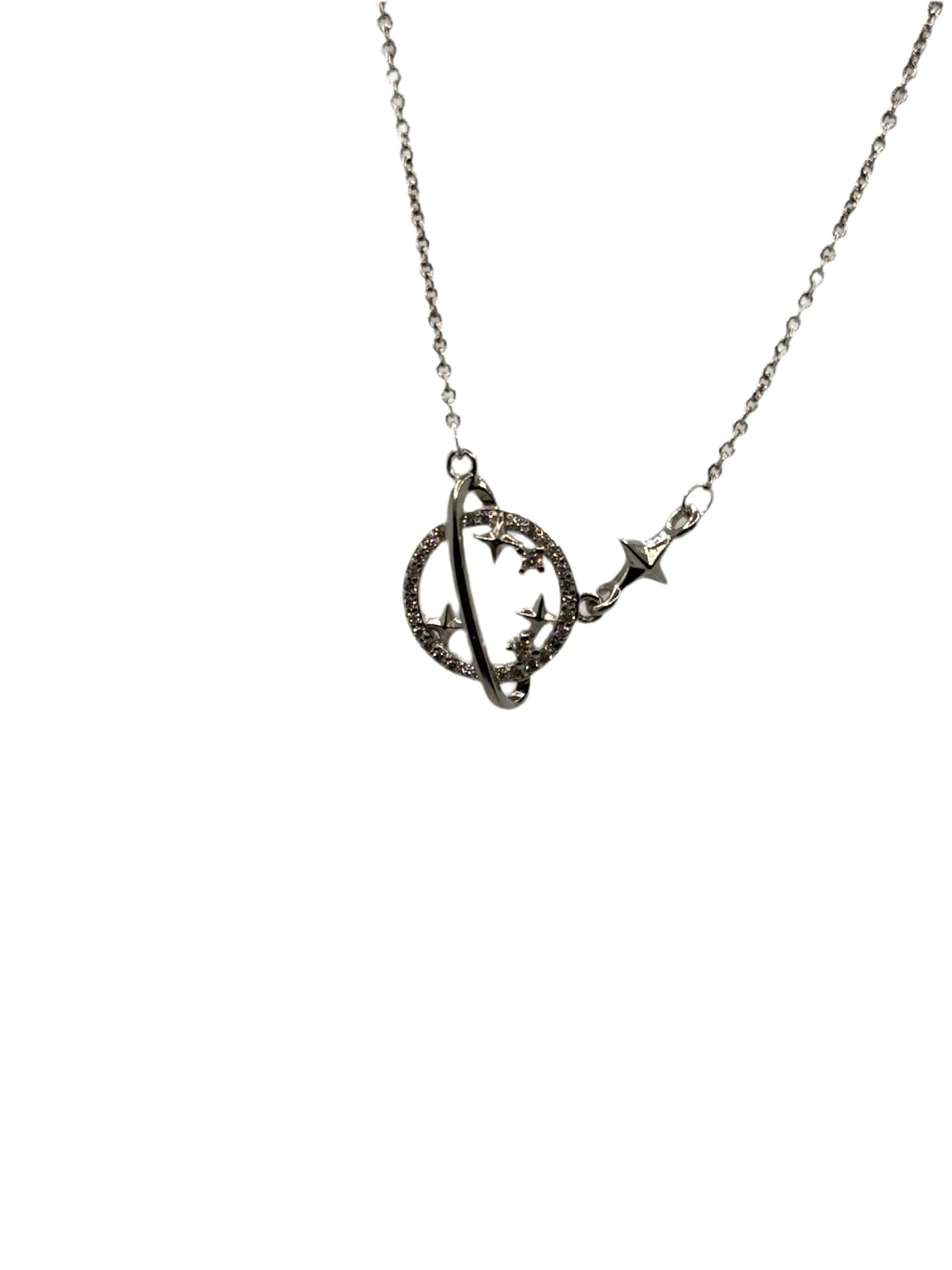 S925 Sterling Silver Necklace Planet Collection Star Zircon Pendant Necklace Trust Media 365 Necklace