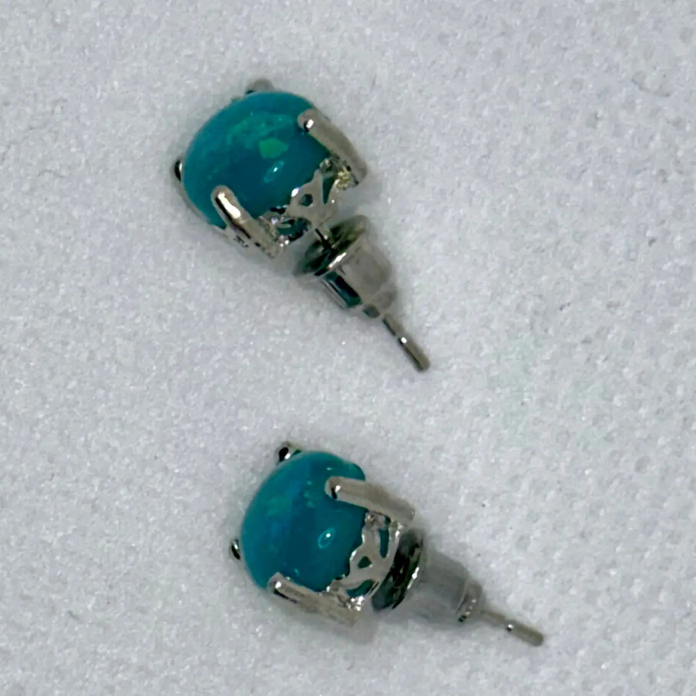 Sleek Blue Opal Stud Earrings – 925 Silver Gemstone Earrings Generic