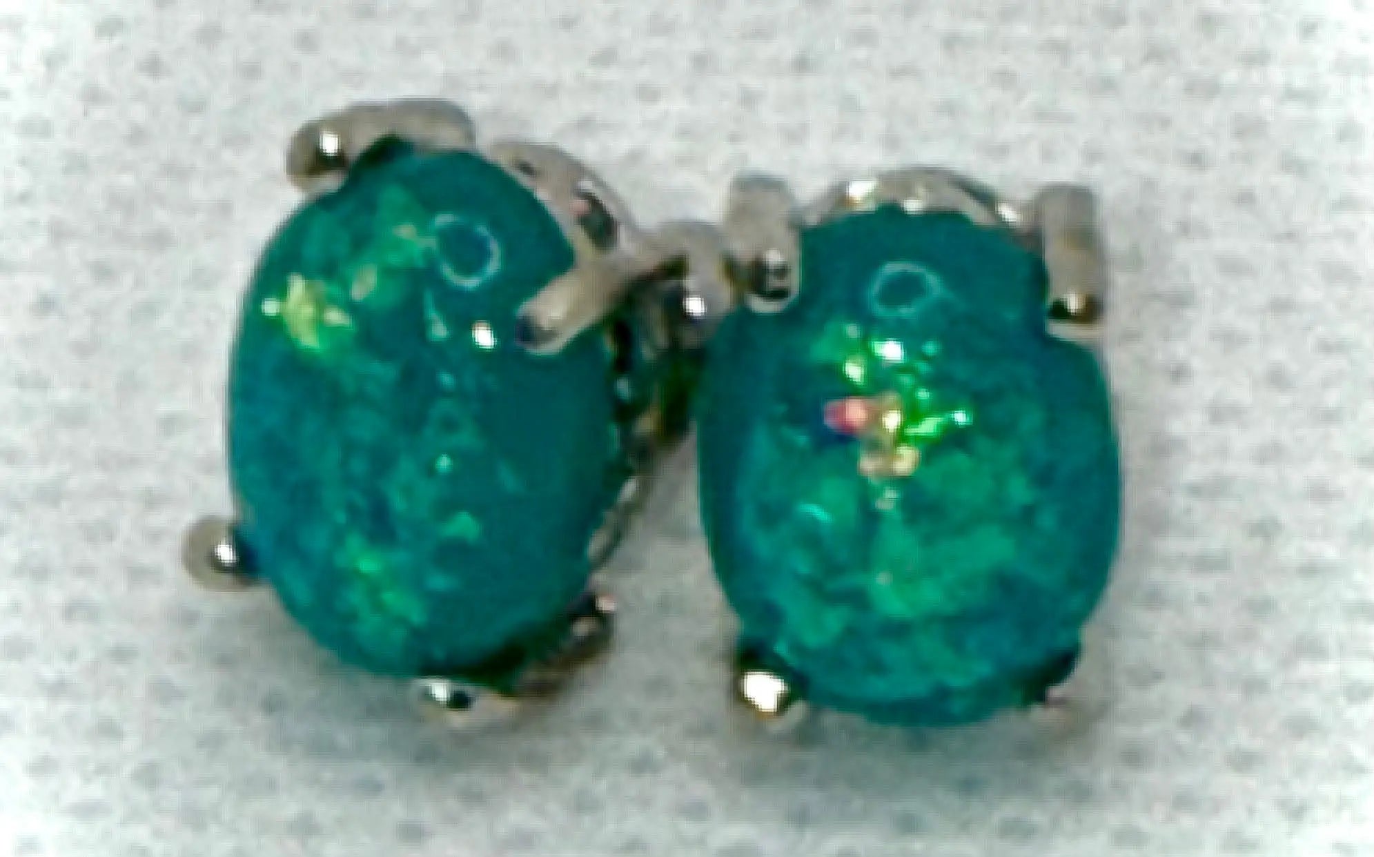 Sleek Blue Opal Stud Earrings – 925 Silver Gemstone Earrings Generic