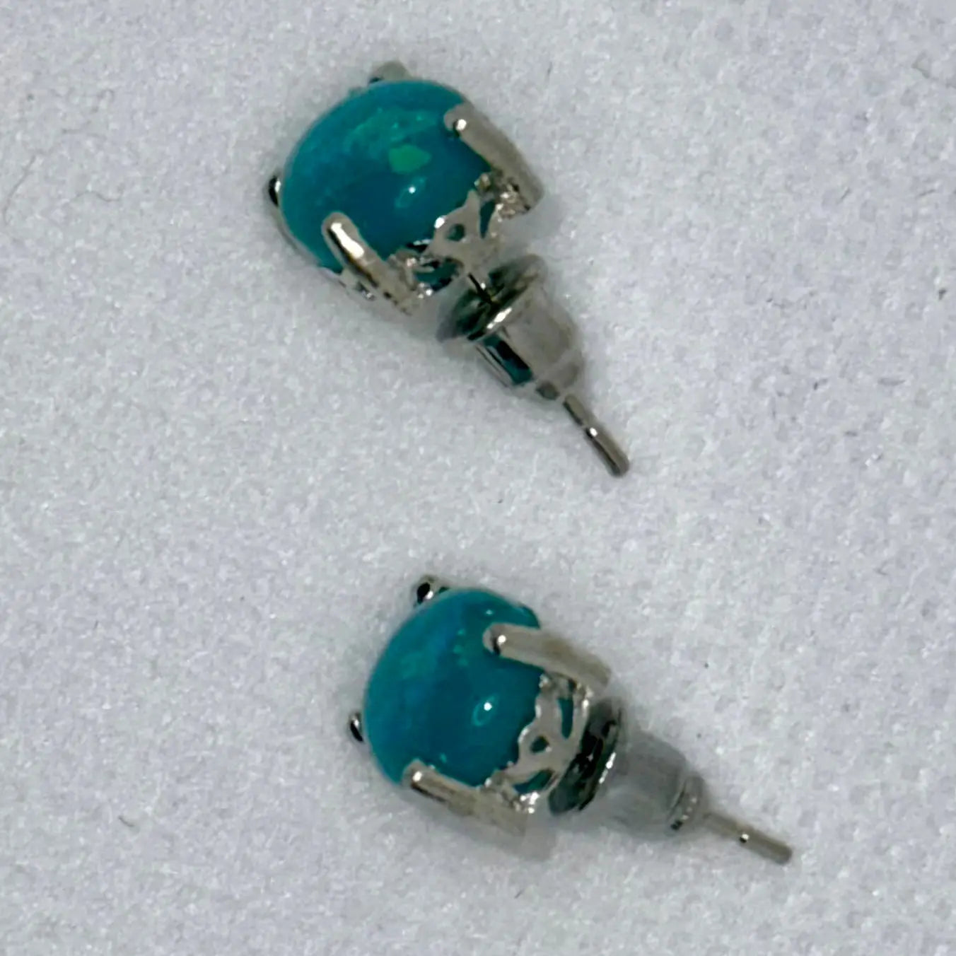 Sleek Blue Opal Stud Earrings – 925 Silver Gemstone Earrings Generic