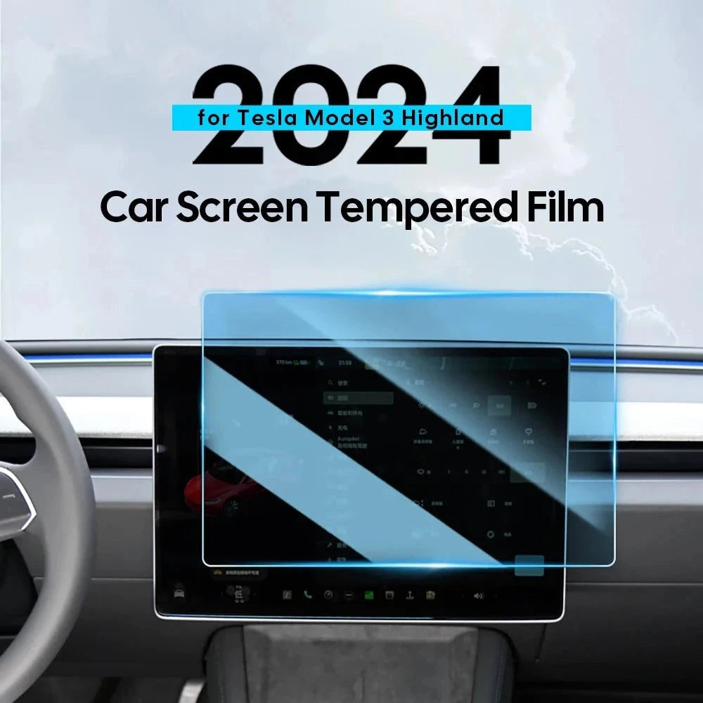 Tempered Glass Film Protector for New Tesla Model 3 Highland 2024 Model Y Launch Juniper 2025 Center Control Touch Screen TRUST 365 Media tesla window sunscreen protector TRUST 365 Media