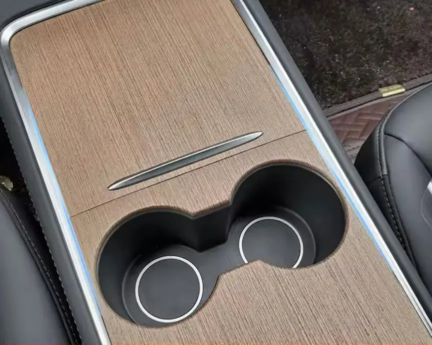Tesla Center Console Sticker – Premium Wood Grain Carbon Cover Trust Media 365 Tesla Console wrap