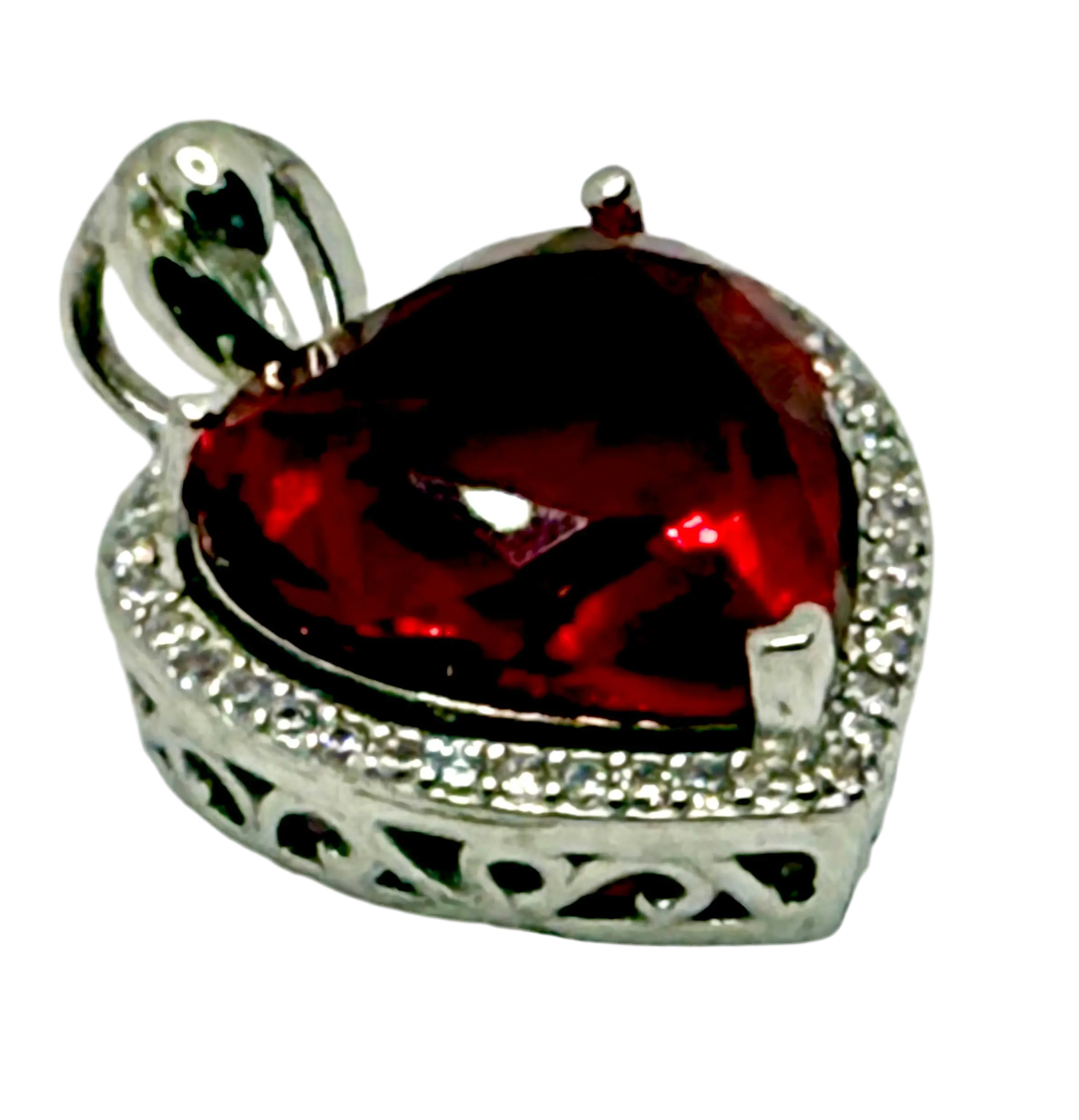 Vintage Ruby Heart Pendant – Sterling Silver Fine Jewelry Generic