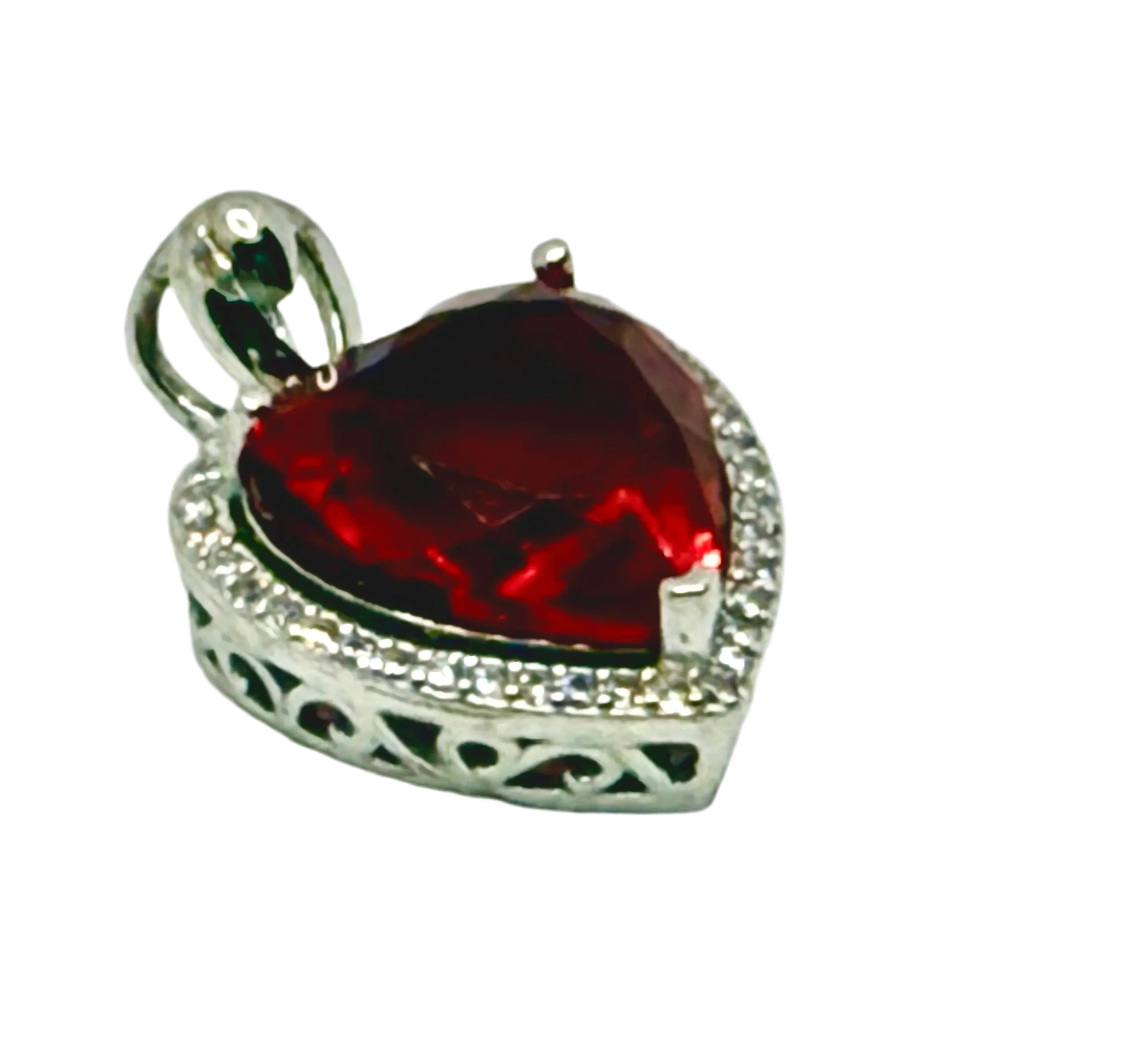 Vintage Ruby Heart Pendant – Sterling Silver Fine Jewelry Generic