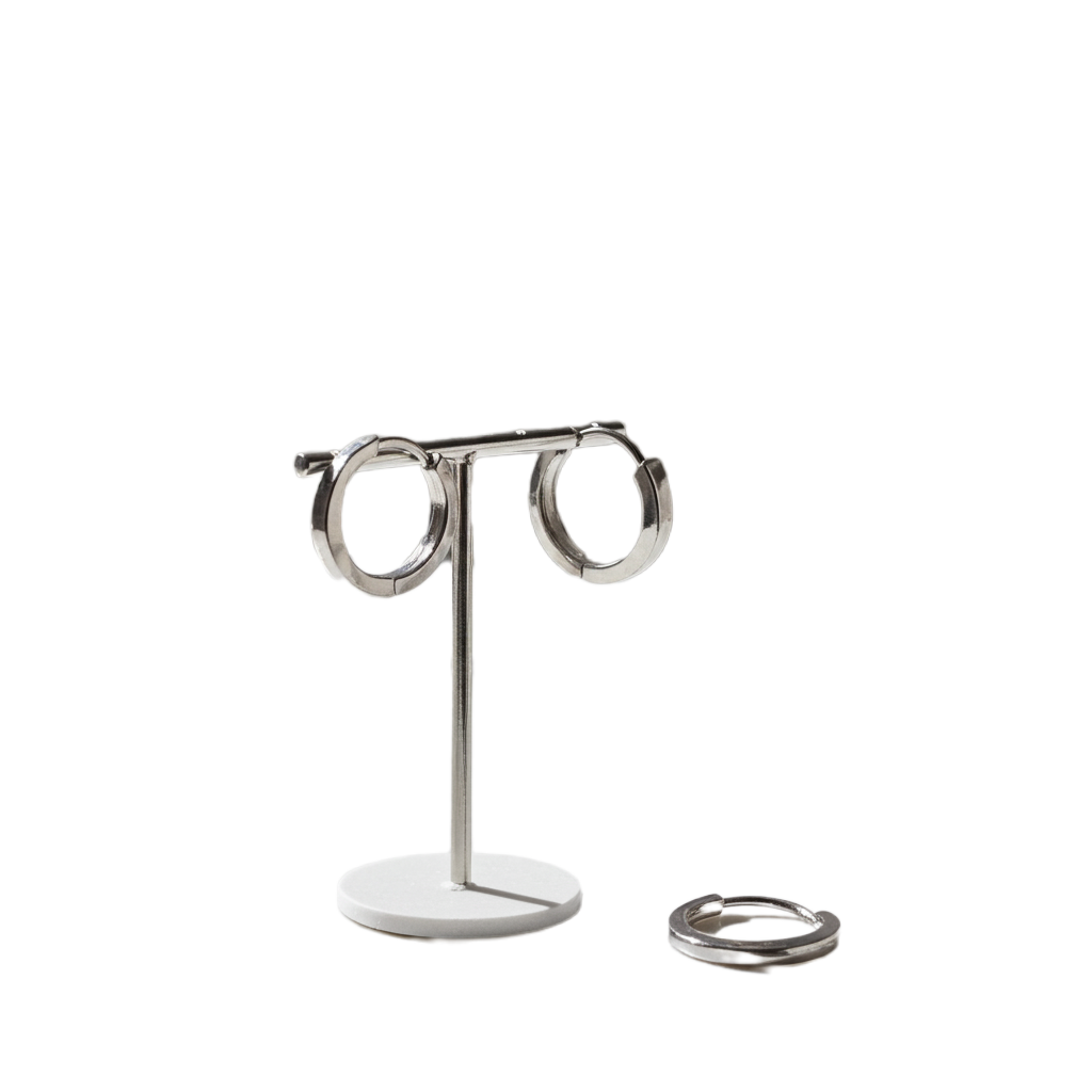 Silver-Tone Wide Band Huggie Hoop Earrings