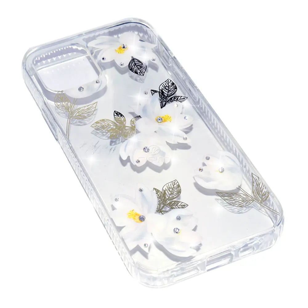 iPhone 12/12 Pro (6.1) Design Diamond, Purple Splash, White Flowers, Black Flowers Generic