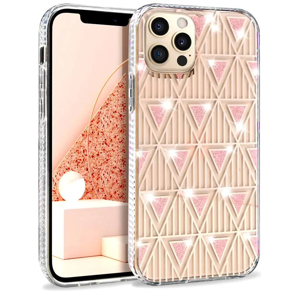 iPhone 12/12 Pro (6.1) Design Diamond, Purple Splash, White Flowers, Black Flowers Generic