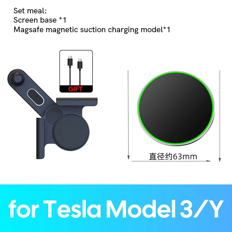 Car Phone Mount Holder 15W Magnetic Wireless Charger for Tesla New Model Y Launch 2025-2020 Model 3 Highland 2024-2017