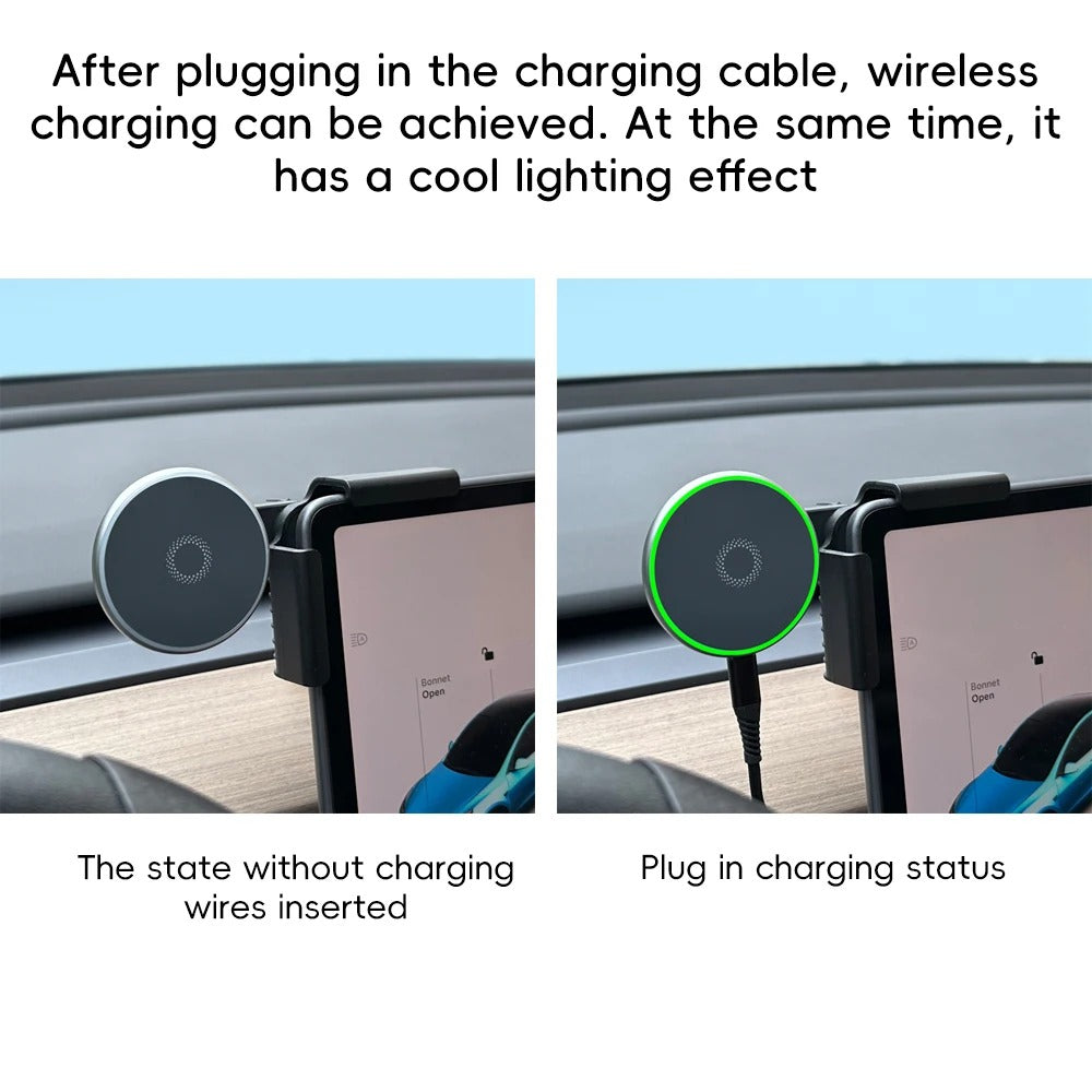 Car Phone Mount Holder 15W Magnetic Wireless Charger for Tesla New Model Y Launch 2025-2020 Model 3 Highland 2024-2017