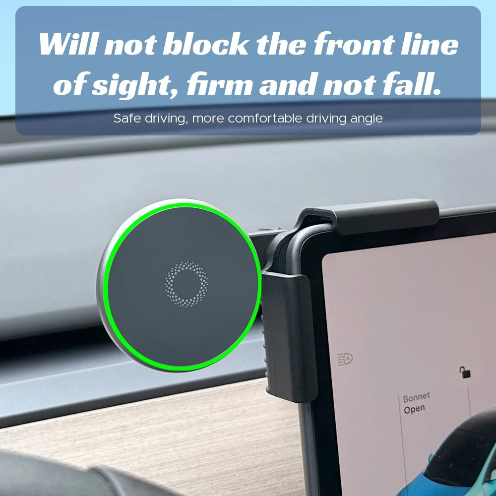 Car Phone Mount Holder 15W Magnetic Wireless Charger for Tesla New Model Y Launch 2025-2020 Model 3 Highland 2024-2017
