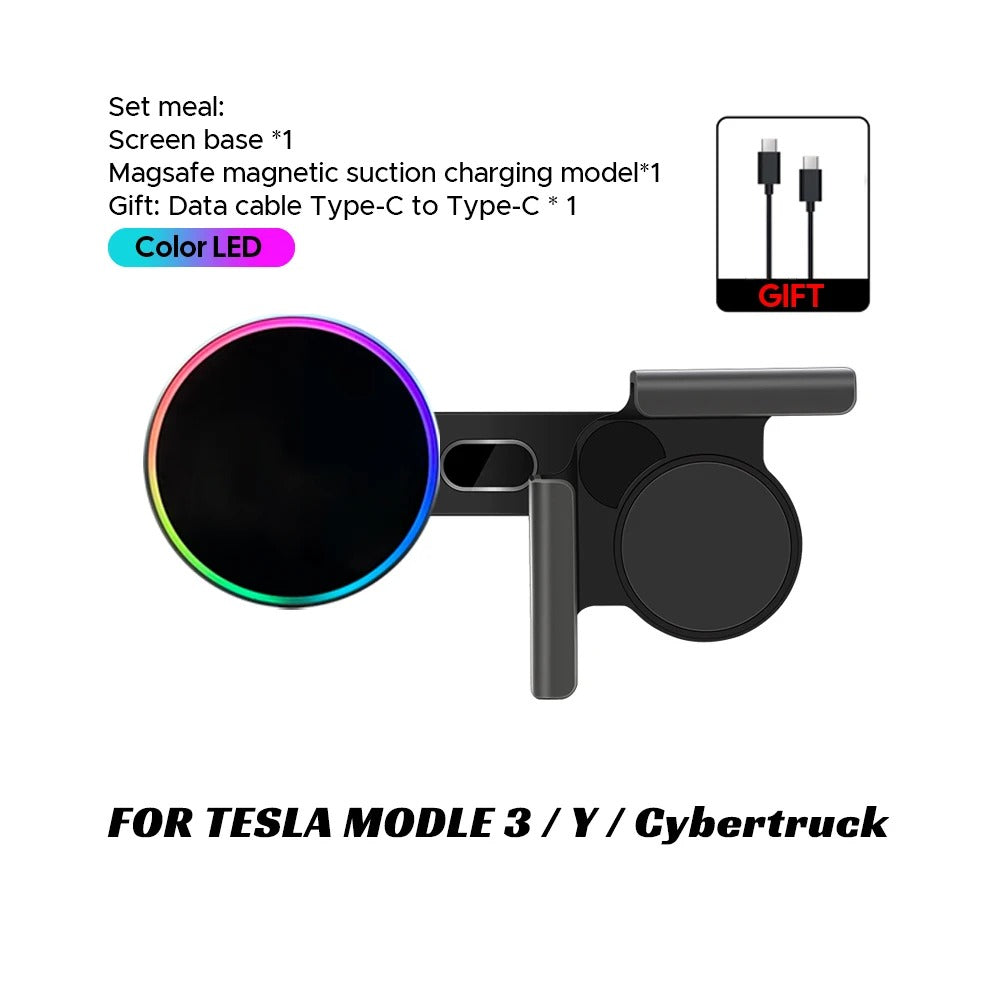 Car Phone Mount Holder 15W Magnetic Wireless Charger for Tesla New Model Y Launch 2025-2020 Model 3 Highland 2024-2017