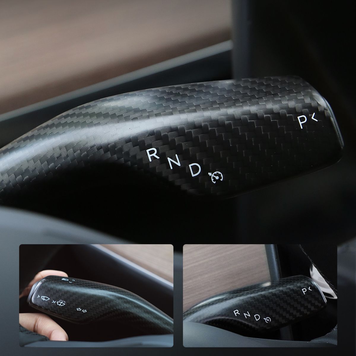 TESERY Model 3 / Y Stalks Turn Signal Cover - Dry Carbon Fiber Interior Mods Tesery Official Store