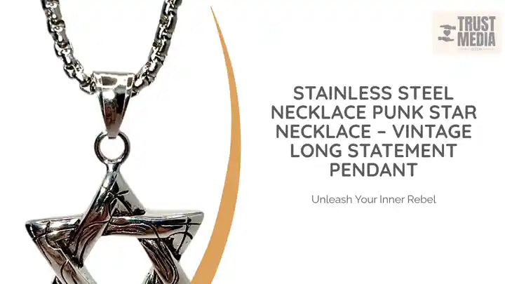 stainless steel necklace Punk Star Necklace – Vintage Long Statement Pendant by@Outfy