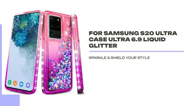 For Samsung S20 Ultra case Ultra 6.9 Liquid Glitter by@Outfy