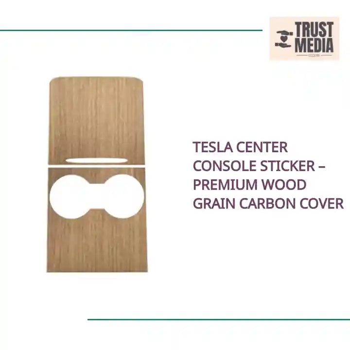 Tesla Center Console Sticker – Premium Wood Grain Carbon Cover by@Outfy