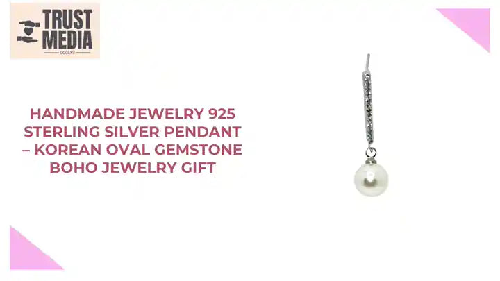 handmade jewelry 925 Sterling Silver Pendant – Korean Oval Gemstone Boho Jewelry Gift by@Outfy