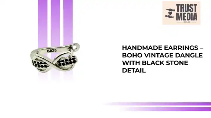 Handmade Earrings – Boho Vintage Dangle with Black Stone Detail by@Outfy