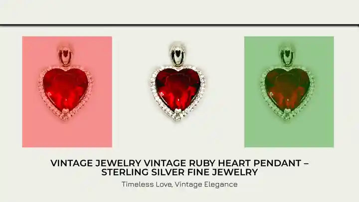 vintage jewelry Vintage Ruby Heart Pendant – Sterling Silver Fine Jewelry by@Outfy