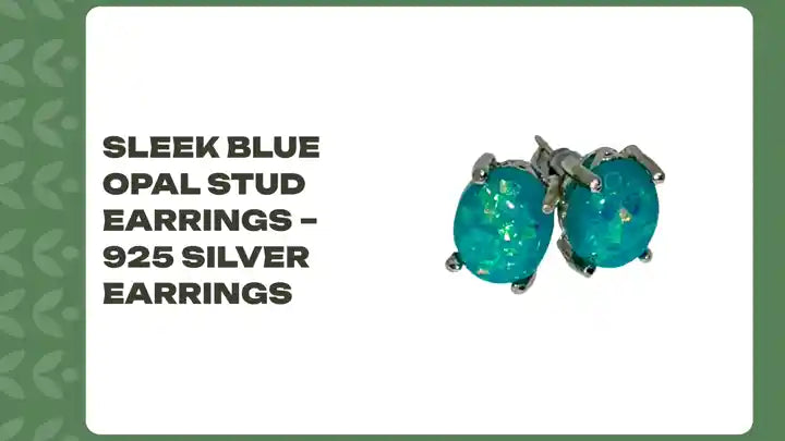 Sleek Blue Opal Stud Earrings – 925 silver earrings by@Outfy
