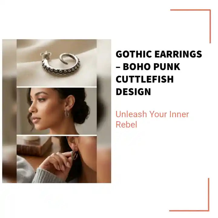 Gothic Earrings – Boho Punk Cuttlefish Design by@Outfy