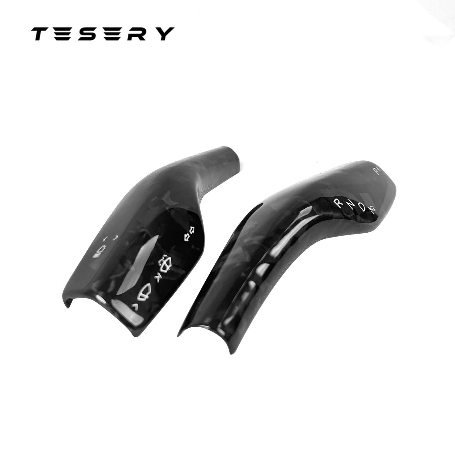 TESERY Model 3 / Y Stalks Turn Signal Cover - Dry Carbon Fiber Interior Mods Tesery Official Store Model 3 2017-2023.10 & Model Y / Forged Carbon Fib