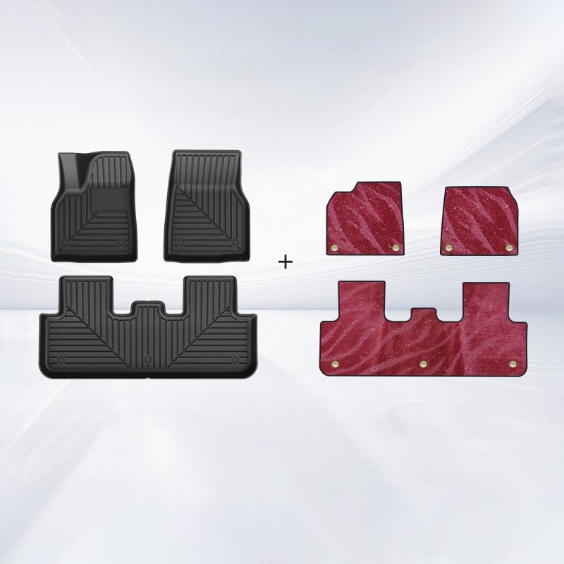 TESERY TPE+Carpet Double Layer Floor Mats for Model Y Juniper Tesery Official Store TPE Mats + Galaxy Carpet (Red)