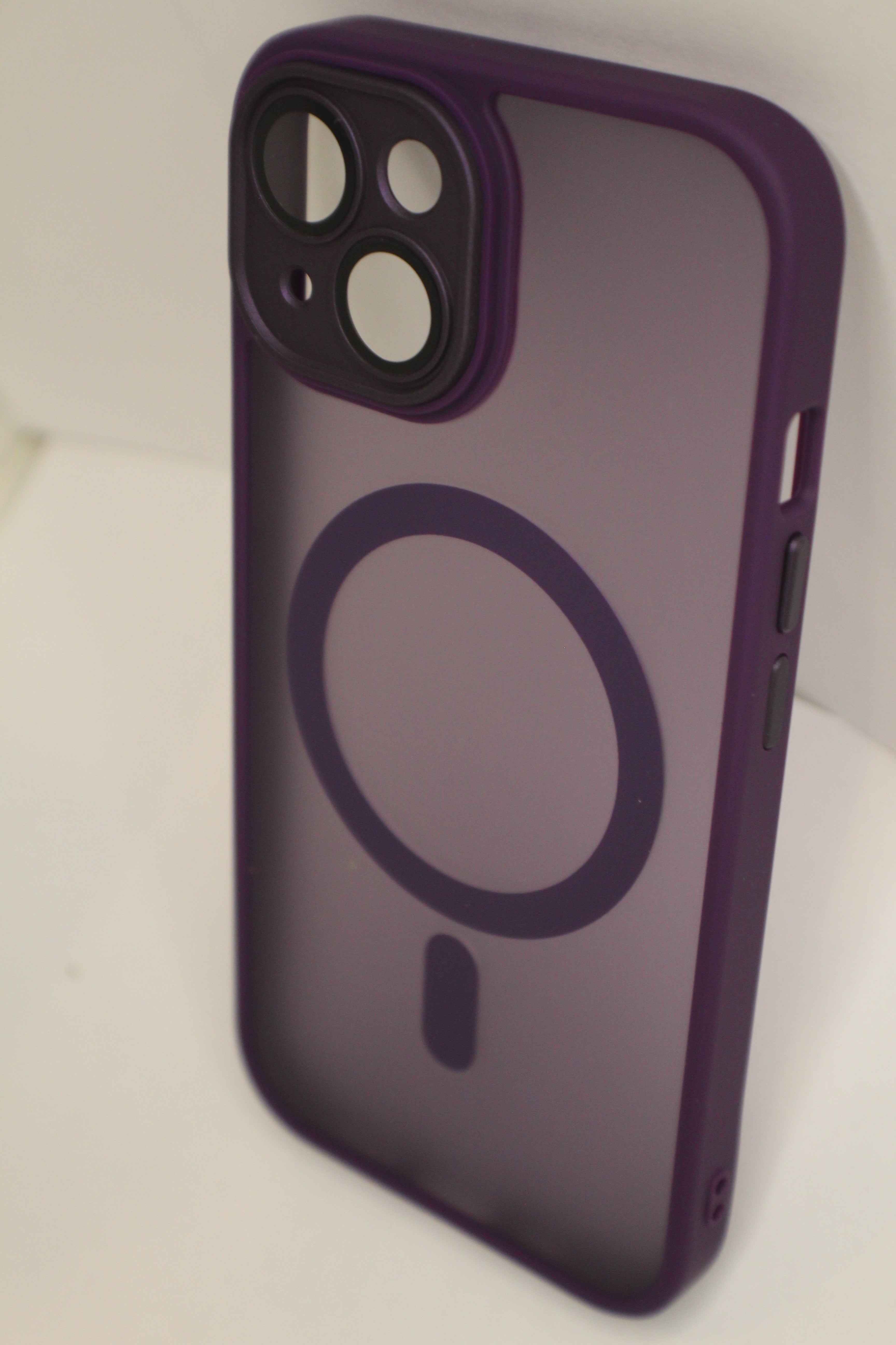 For Phone Armor Magnetic Wireless Charging Case For iPhone Shockproof Lens Protection Cover Dark Purple