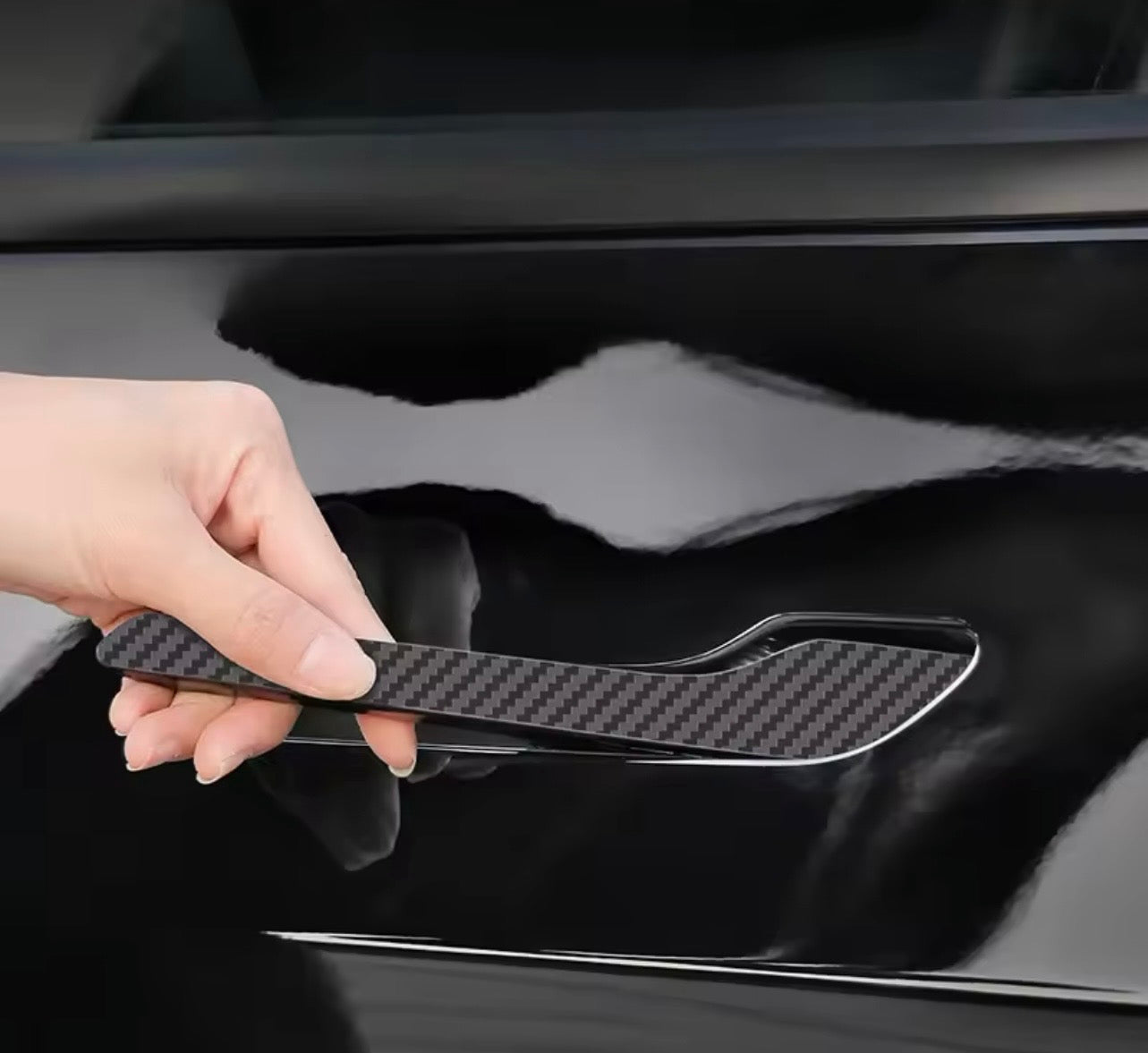 For Tesla Model 3 Y Carbon Fiber ABS Styling Premium Durable Accessories model3 2024 Car Door Handle Cover Protector Sticker