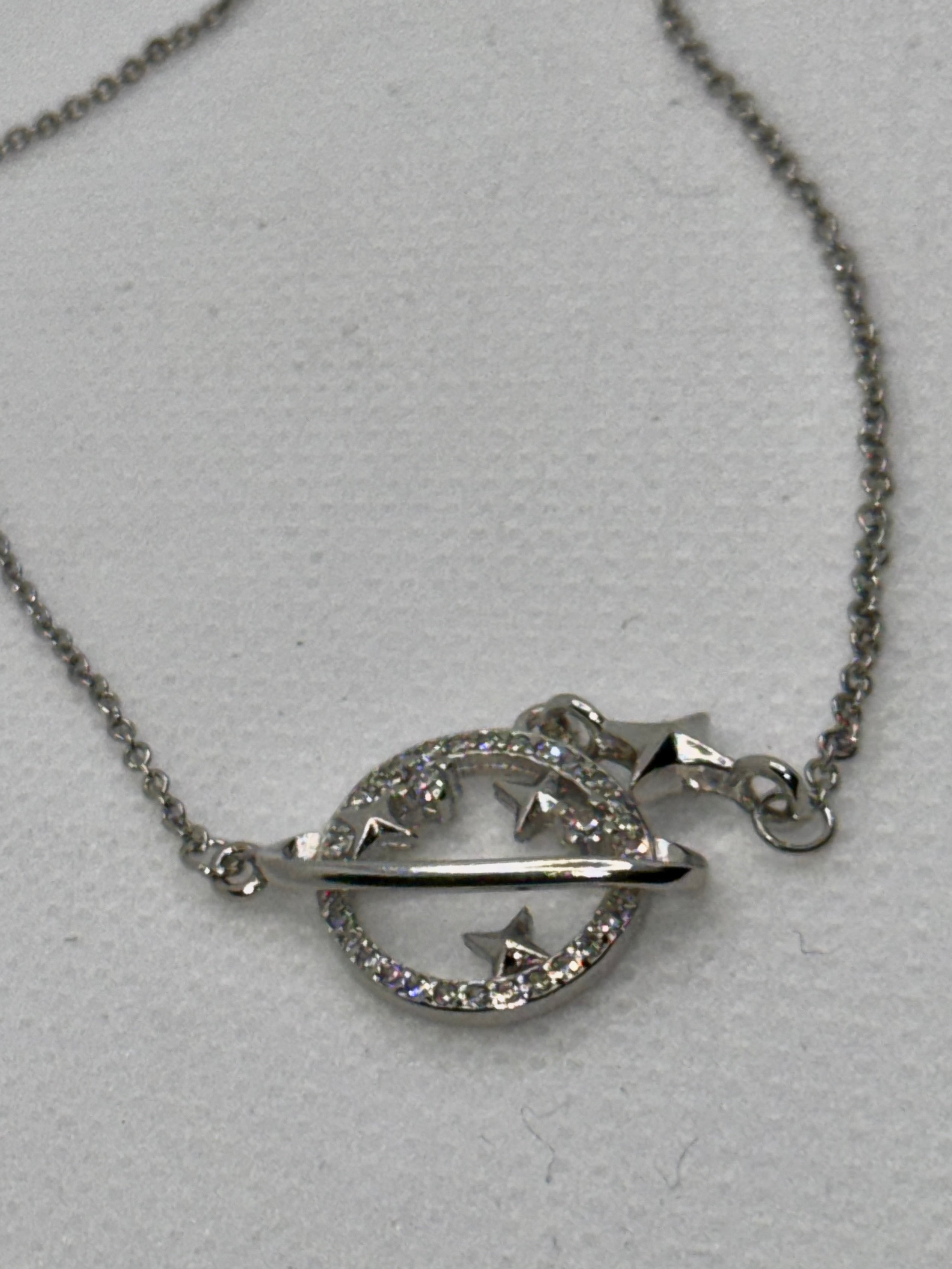 S925 Sterling Silver Planet Collection Star Zircon Pendant Necklace (40cm + 3.5cm) On Luxury Jewelry