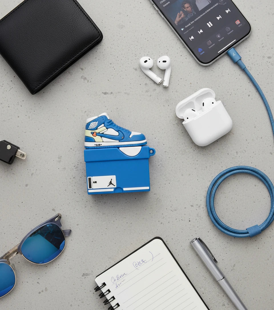 3D Sneakers Airpod Cases Light Blue and White Trust Media 365   airpod-case  TRUST 365 Media