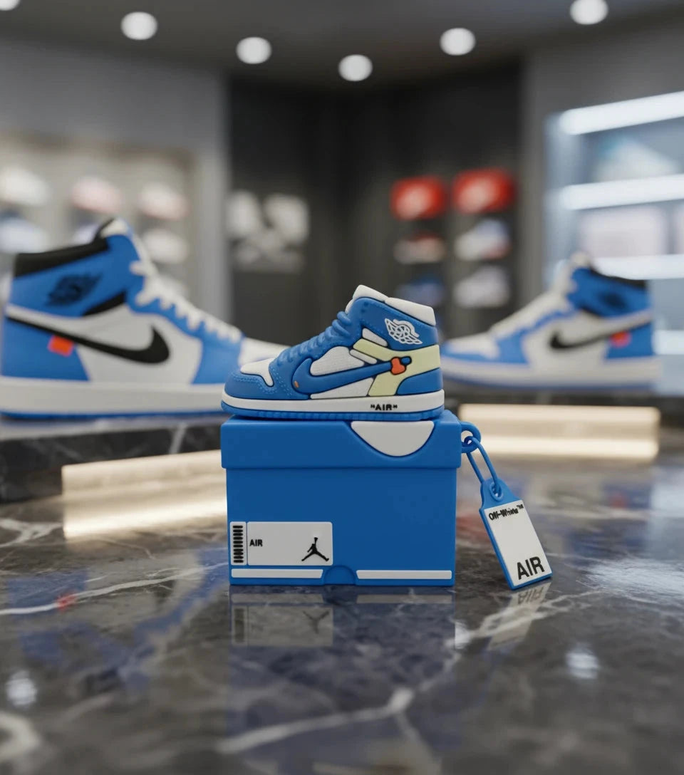 3D Sneakers Airpod Cases Light Blue and White Trust Media 365   airpod-case  TRUST 365 Media