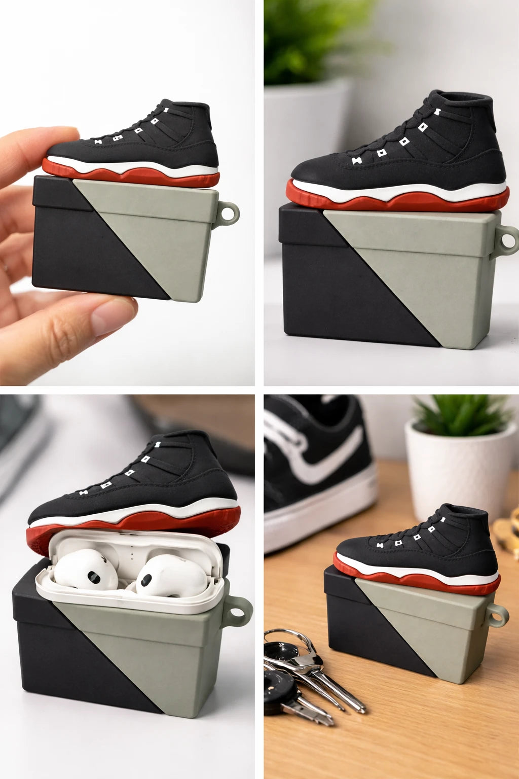 3D Sneakers Earphone Case For Airpods Black red and white Airpods 1 or 2 Airpods 3 Trust Media 365   airpod-case  TRUST 365 Media