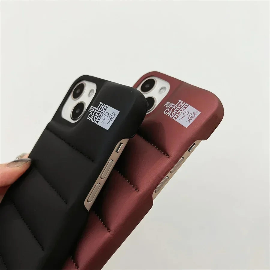 For Fashion Brand Down Jacket Phone Case For iPhone - Puffer case Coffee