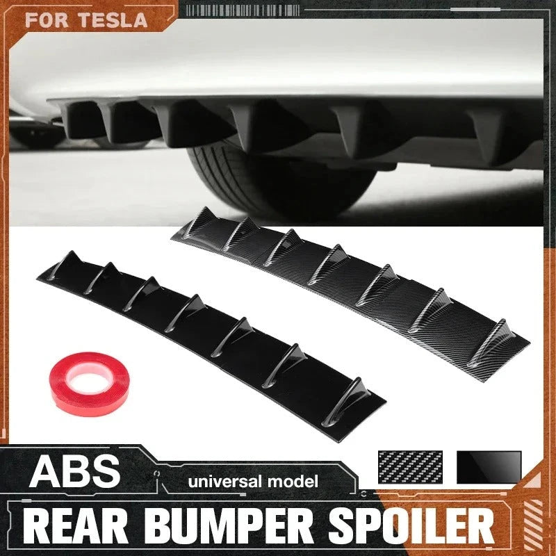 3pcs Universal Rear Bumper Spoiler Diffuser Gloss Black 7 Wing Shark Fin Style Lower Body Lip Trust Media 365   rear bumper diffuser