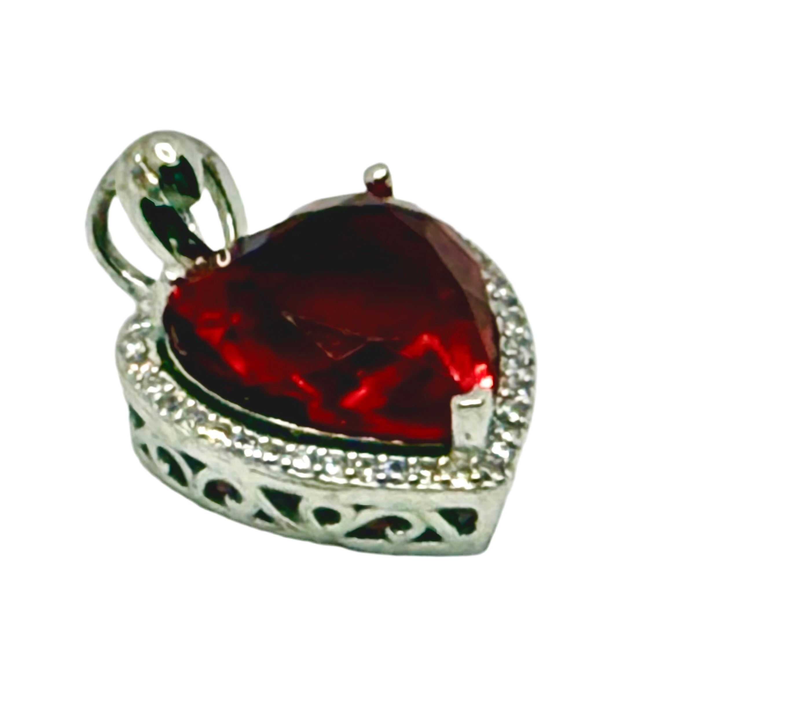 Stimulated ruby heart pendent