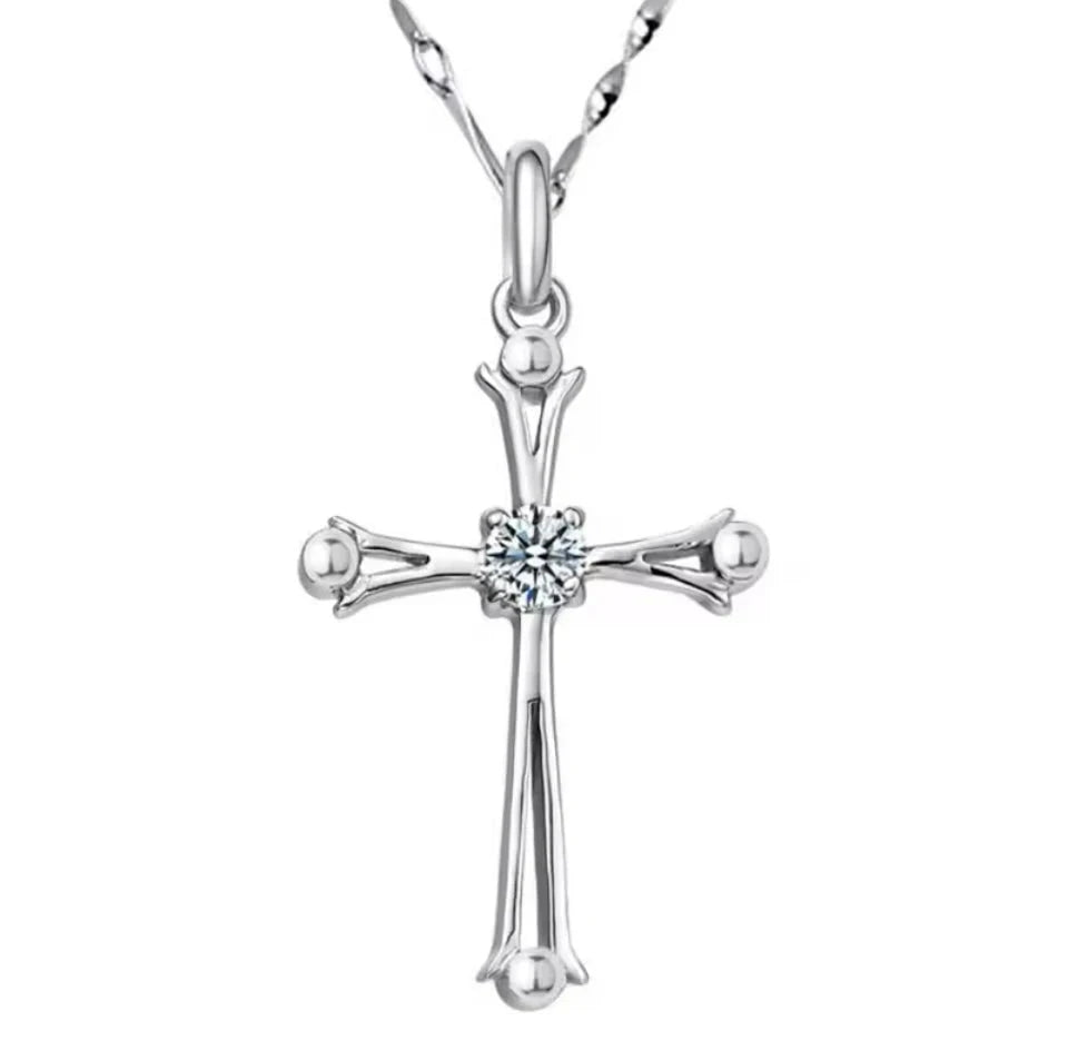 Silver-Tone Cross Pendant Necklace