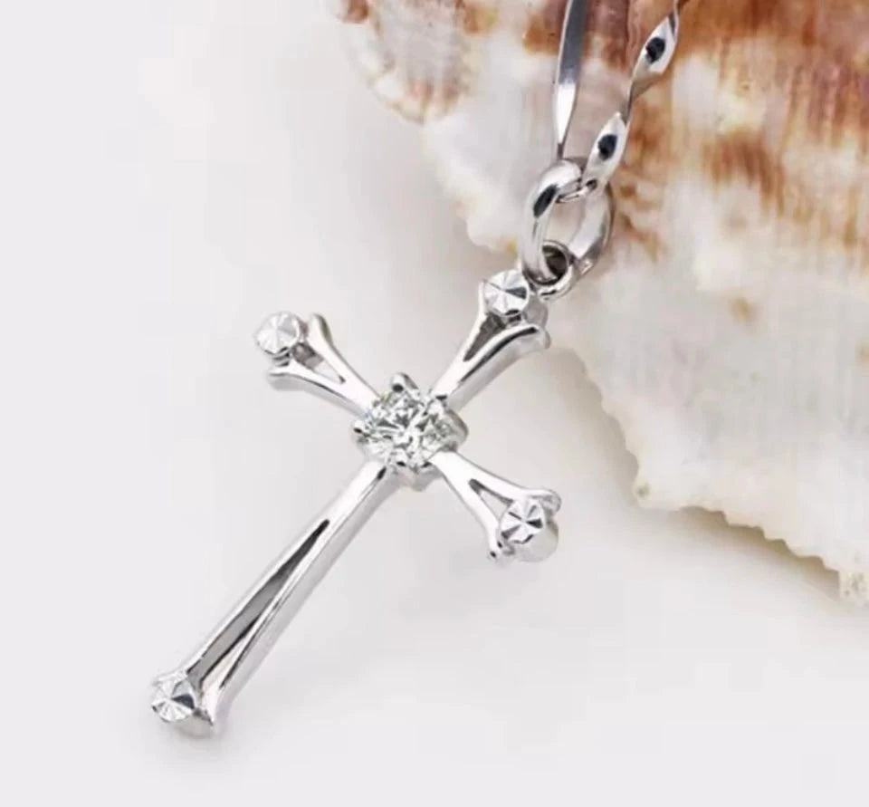 Silver-Tone Cross Pendant Necklace