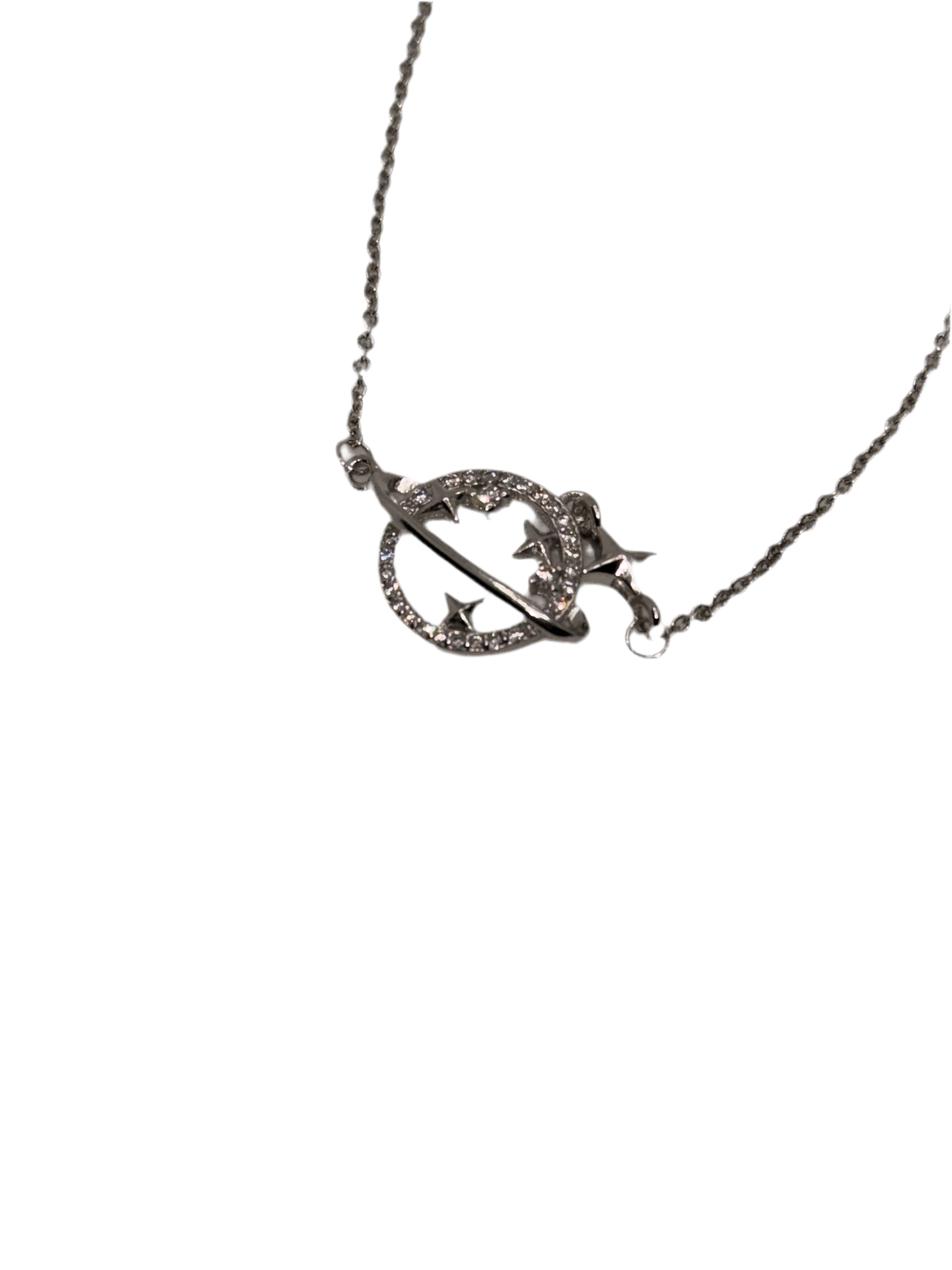 S925 Sterling Silver Planet Collection Star Zircon Pendant Necklace (40cm + 3.5cm) On Luxury Jewelry