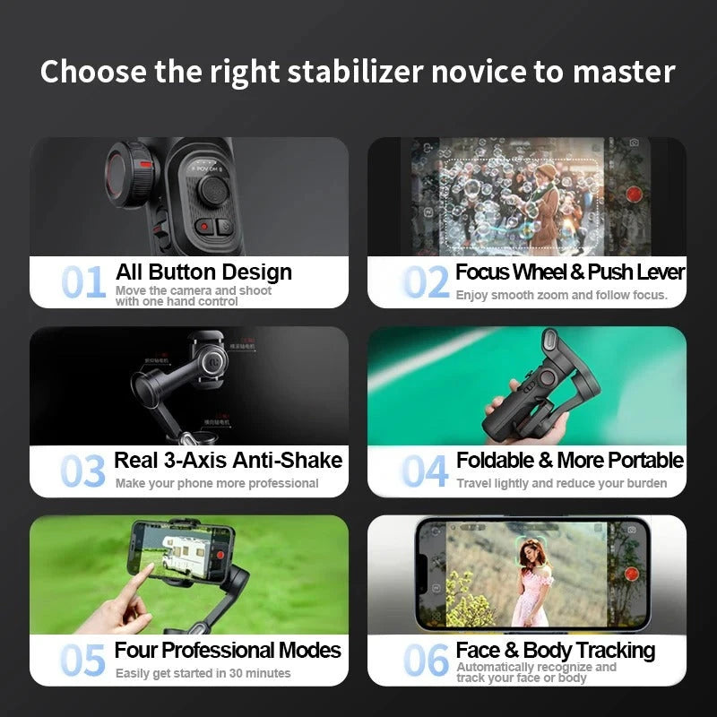 AOCHUAN 3-Axis Handheld Gimbal Stabilizer for Smartphones TRUST 365 Media    gimbal