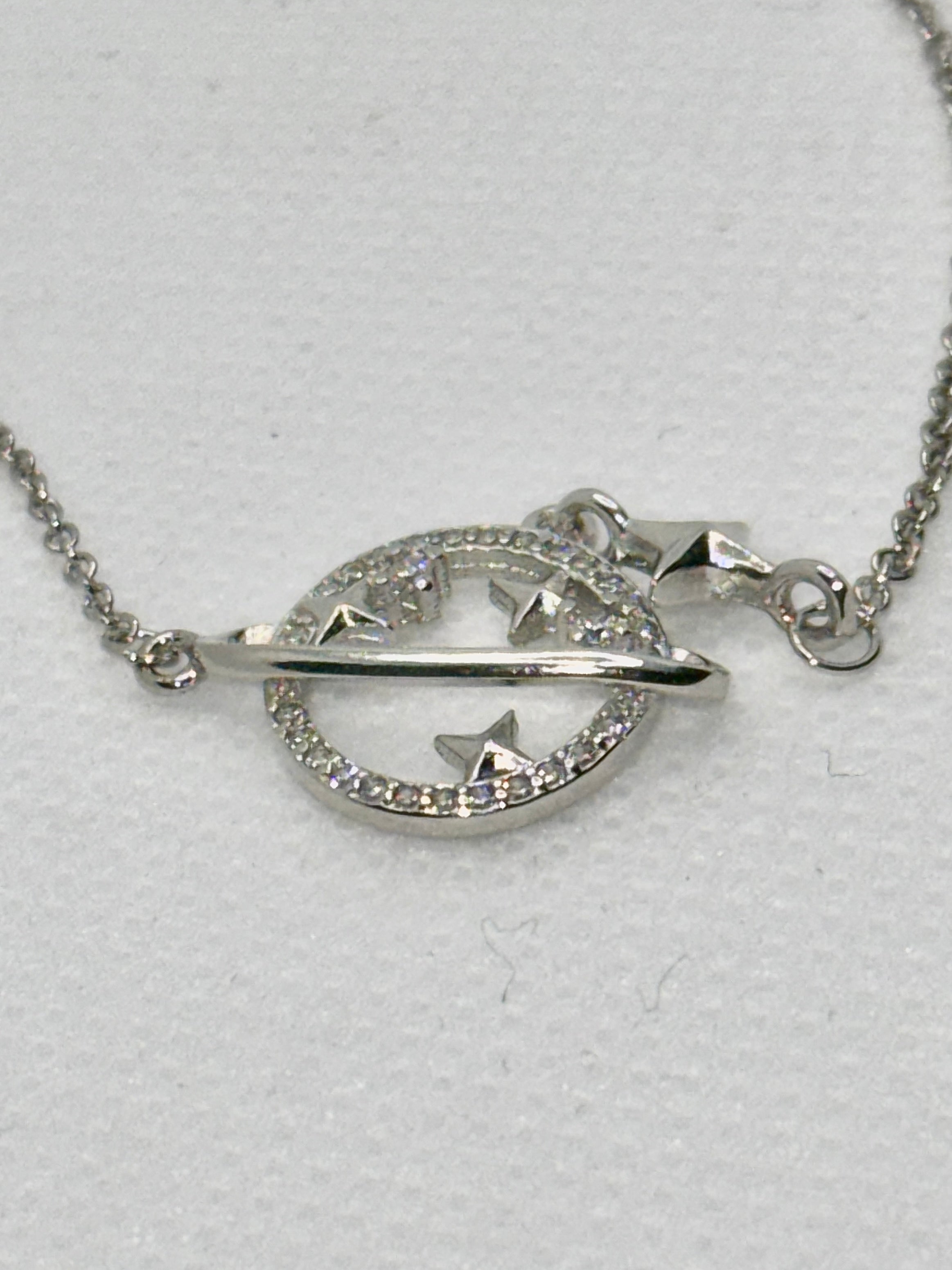 S925 Sterling Silver Planet Collection Star Zircon Pendant Necklace (40cm + 3.5cm) On Luxury Jewelry