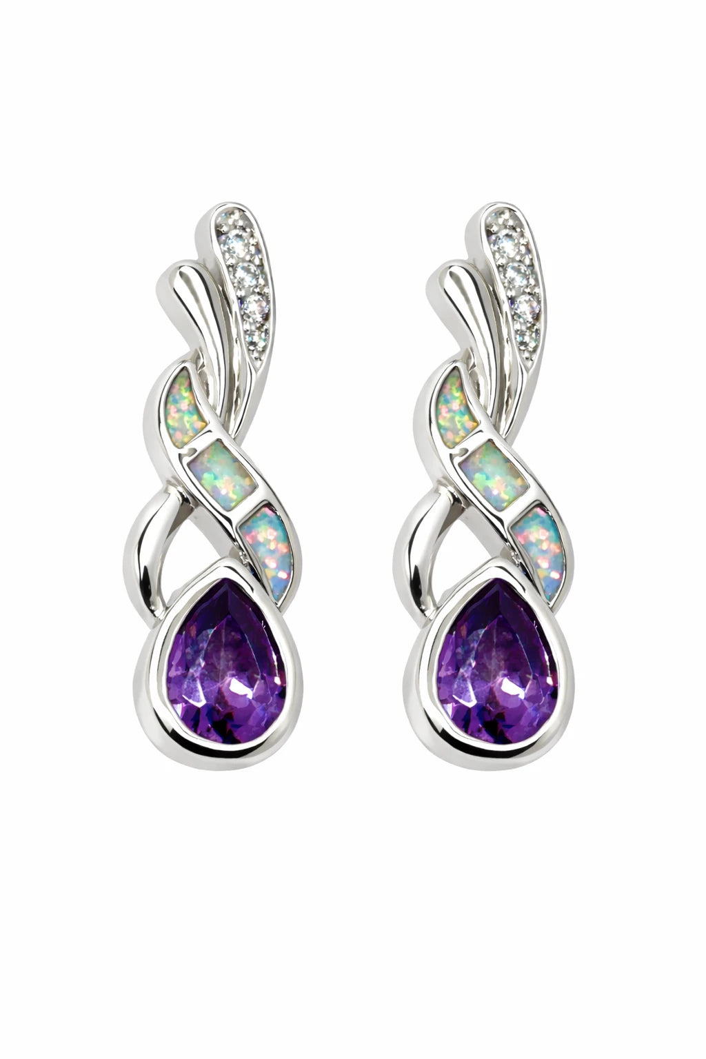 Boho Earrings – Purple Crystal & Imitation Blue Fire Opal Studs Trust Media 365   Jewlery  TRUST 365 Media