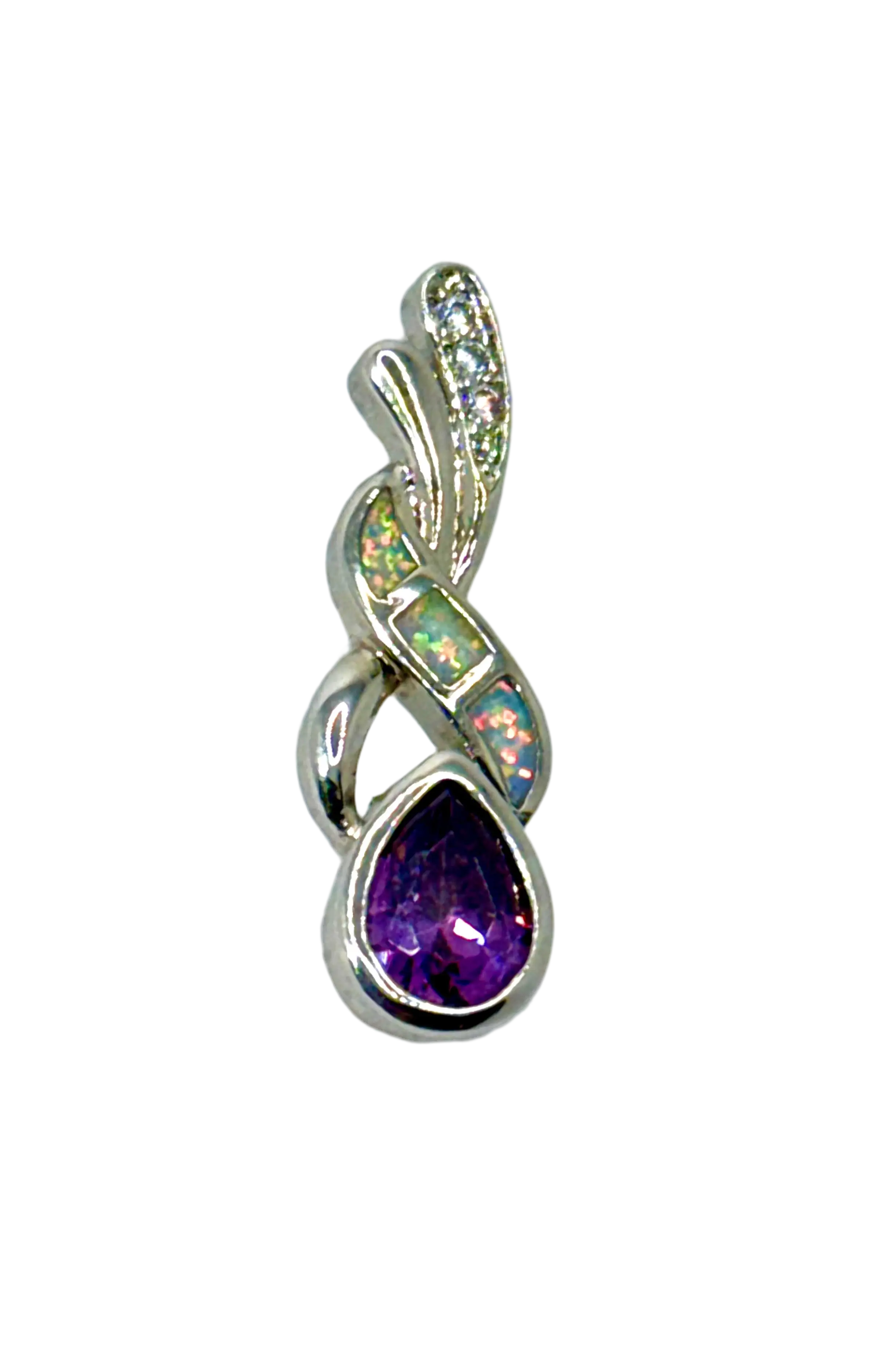 Boho Water Drop Earrings – Purple Crystal & Imitation Blue Fire Opal Studs Generic