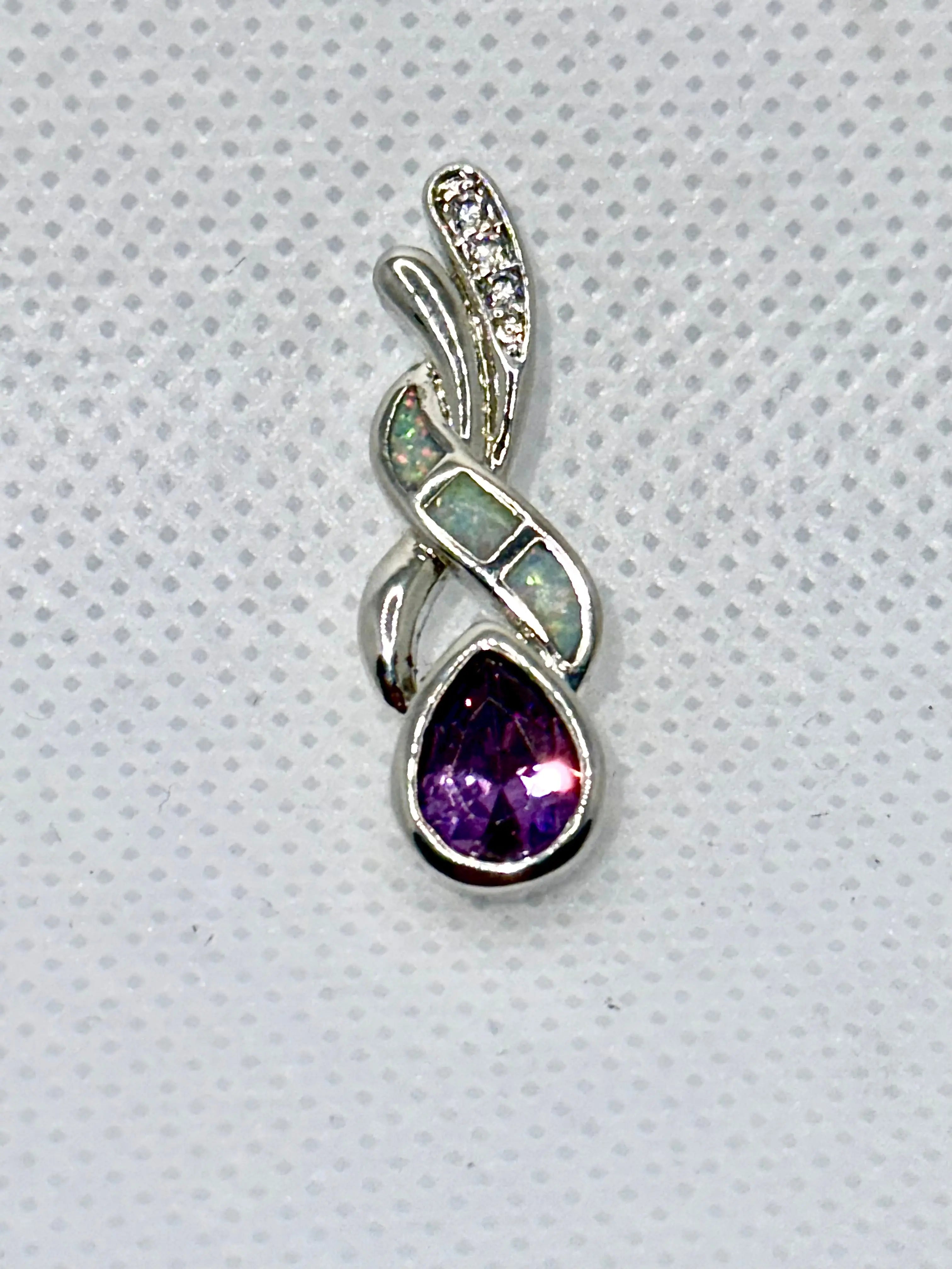 Boho Water Drop Earrings – Purple Crystal & Imitation Blue Fire Opal Studs Generic