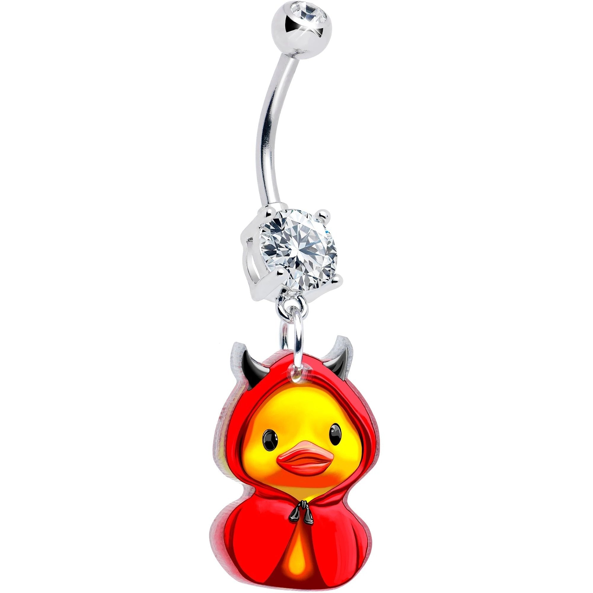 Clear Gem Hot Litle Devil Duck Dangle Belly Ring by Onyx O BodyCandy   BELLY RING Dangle