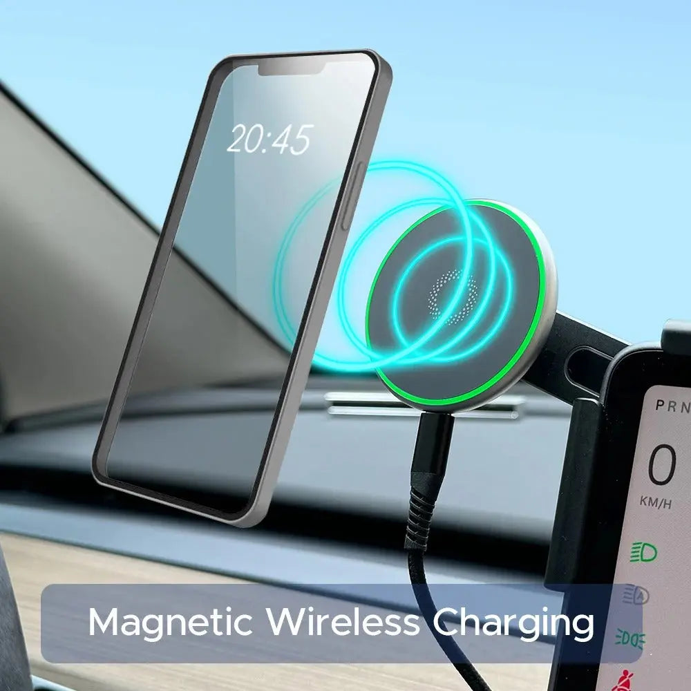 Car Phone Mount Holder 15W Magnetic Wireless Charger for Tesla New Model Y Launch 2025-2020 Model 3 Highland 2024-2017 Generic