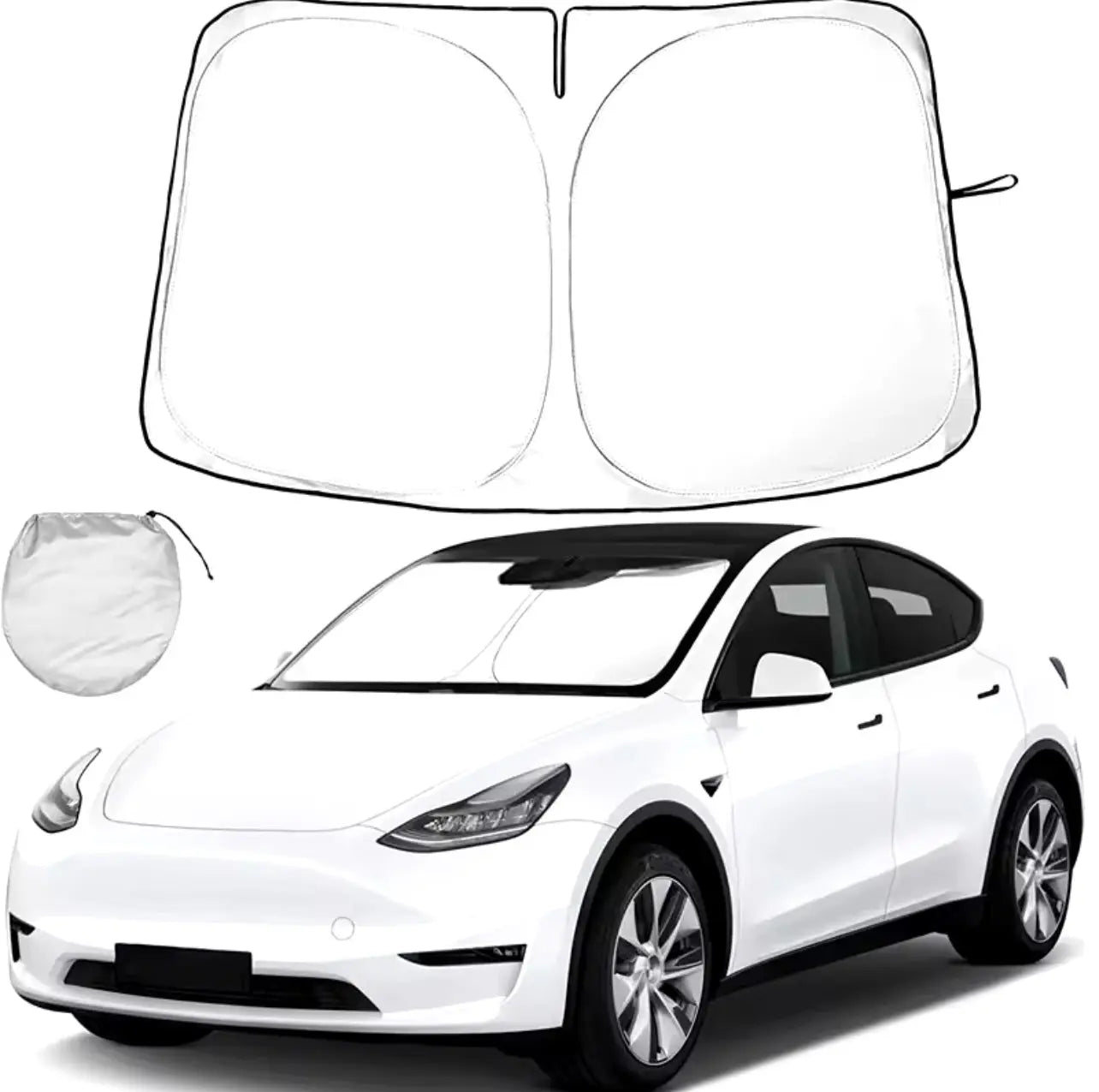 Car Windshield Sun Shade Covers Visors Front Window Sunscreen Protector Parasol Coche For Tesla Model 3 Y Sunshade Accessories Generic