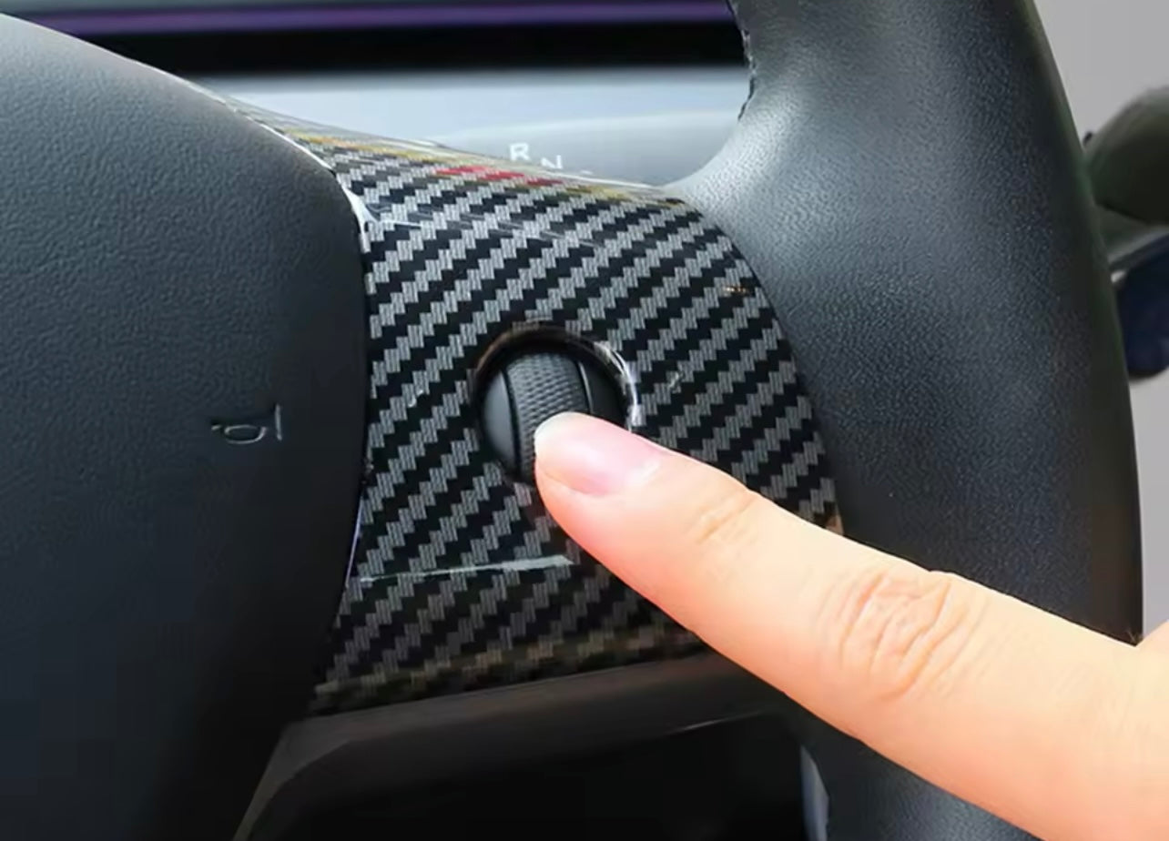 For Tesla Model 3 Model Y Steering Wheel Trim Of ABS Carbon Fiber Matte  For Tesla 2022/2023 Interior Modified Accessories